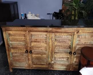 Item 39 Coastal Vibe Cabinet with Removable Black Galaxy Granite Top (Very Heavy) $500                  75" L X42" H X 16 D Top is 18 D