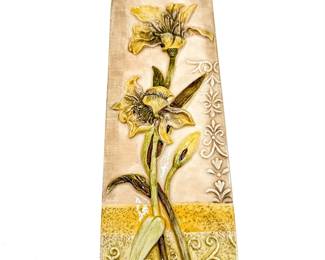 Ceramic Lily Relief Wall Plaque