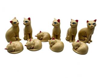 Miniature Resin Cat Figurine Set – 10-Piece