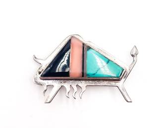 Sterling Silver Navaho Robert Vandover Bull Pin