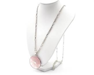 Sterling Silver And Rose Quartz Pendant Necklace