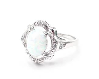 Sterling Silver Victorian-Style Delicate White Opal Ring