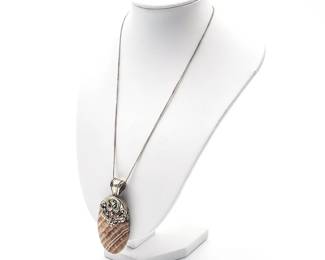 Chocolate Calcite Aragonite Sterling Silver Pendant Necklace