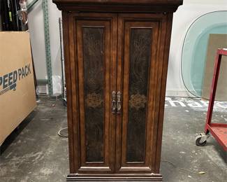 Vintage Triangular Corner Cabinet w/ Etched Panels