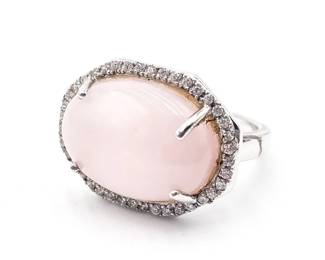 Sterling Silver And Rose Quartz Cocktail Ring