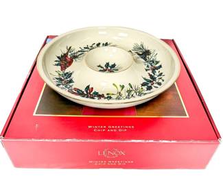 Lenox “Winter Greetings” Chip-and-Dip Serving Bowl w/ Original Box