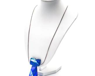 Sterling Silver And Art Glass Pendant Necklace