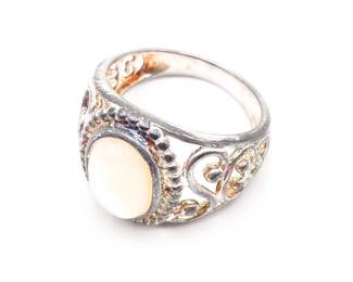 RJ Graziano Sterling Silver Filigree Ring With Mother Of Pearl