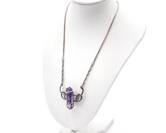 Bohemian Sterling Silver Amethyst Crystal Pendant Necklace