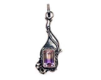 Sterling Silver Ornate Ametrine Pendant