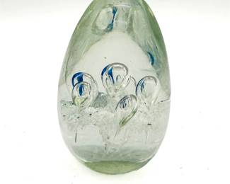 Hand-Blown Art Glass Egg Paperweight