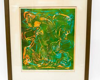 Framed Abstract Print By Artist A Fong Titled "A Crowd of Twisted Things"