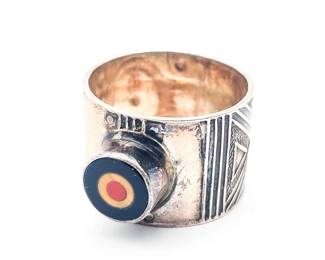 Hand-Crafted Artisanal Sterling Silver Ring With "Bull's Eye" Design