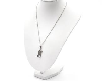 Stylized Sterling Silver Initial Letter "N" Pendant