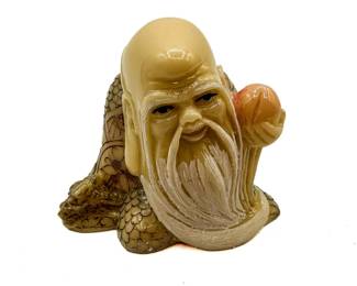 Vintage Resin Netsuke Figure of Shouxing, God of Longevity