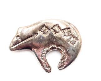 Vintage Navaho Alfred Martinez Sterling Silver Spirit Bear Brooch