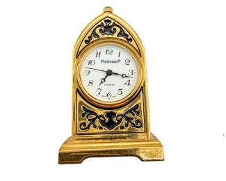 Miniature Brass Mantel Clock w/ Japan Quartz Movement