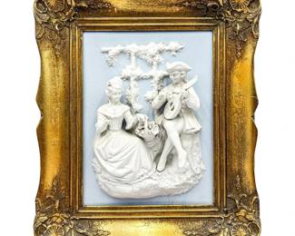 Meissen Style Porcelain Relief “Scene from the Castle Park of Sanssouci”