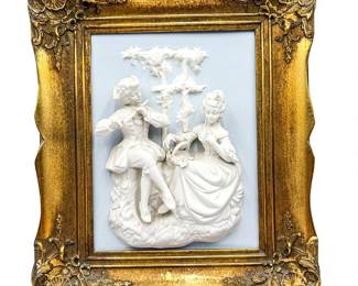 Meissen Style Porcelain Relief “Scene from the Castle Park of Sanssouci”