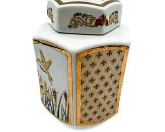 Japanese Hexagonal Fine China Ginger Jar – Hummingbird & Iris Design