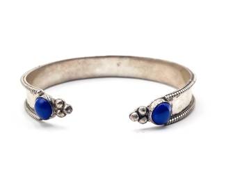 Sterling Silver And Lapis Lazuli Open-End Cuff Bracelet