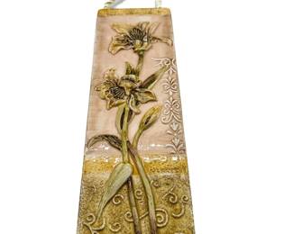 Ceramic Lily Relief Wall Plaque