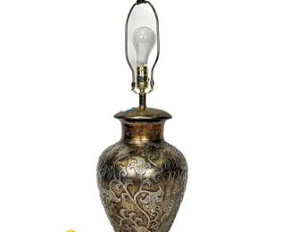 Chinoiserie Style Metal Embossed Table Lamp