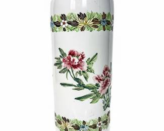 Hand-Painted Floral Floor Vase / Umbrella Stand