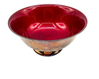 1960s Reed & Barton #102 Sculptural Red Enamel Footed Bowl by John Prip