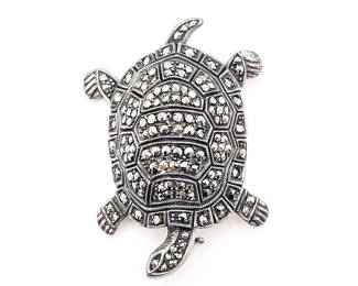 Sterling Silver Marcasite Turtle Brooch