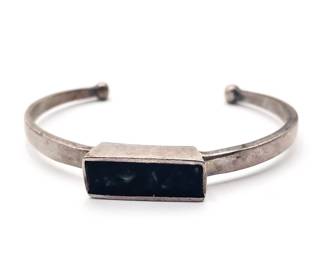 Sterling Silver And Poured Resin Modernist Cuff Bracelet