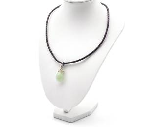 Leather Cord Necklace With Aventurine Stone