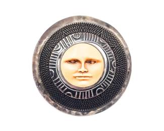 Tabra Moon Face Sterling Silver Pin