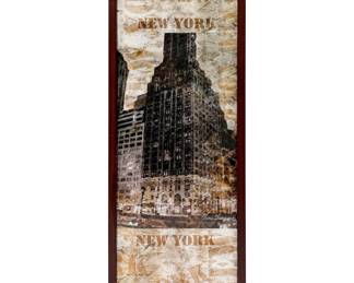 Framed Vertical Collage-Style Print Titled "New York Skyline"