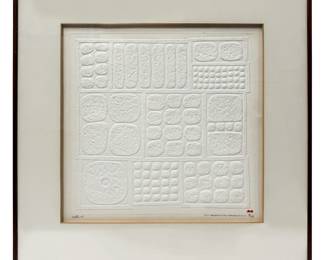 Embossed Woodblock Print By Artist Haku Maki Titled "Cell-1"