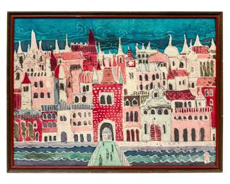 Original Batik Painting By Winifred Madison Titled "Prague"