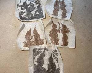 Vintage Asian Handcrafted Rice Paper Art Prints Traditional Figures in Brown & Black Ink