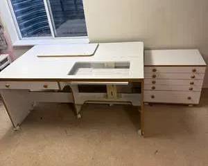 White Sewing Quilt Work Table with Matching Dresser
