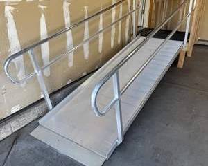 Titan Aluminum Ramp Heavy Duty Aluminum Wheelchair Ramp with Safety Rail Handrails