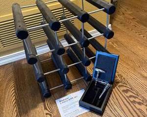 Brookstone 9-Slot Wine Rack with Chrome Corkscrew and Stopper