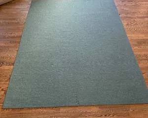 Modern Solid Color Green Wool Area Rug Rectangular Carpet Durable Low Pile