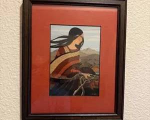 Signed Native American Woman Framed Print