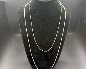 Two Sterling Silver Beaded Chain Necklaces 7 Gram Total Weight