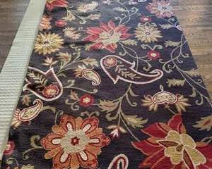 Fieldcrest Luxury Hand Hooked Wool Pile Jacobean Floral Brown Rug
