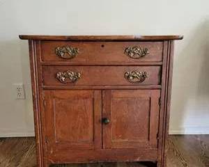 Antique W & R Khosauqua Iowa Oak Wood Cabinet Sideboard