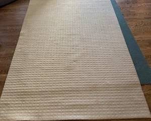 Beige Waffle Weave Area Rug Textured Pattern Floor Carpet