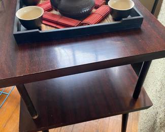 MCM End Table with Tea Set