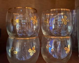 Vintage Glassware  with 4 Leaf Clovers