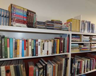 Books, books and books. CDS, DVDs and VHS.