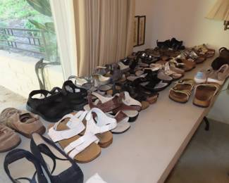 Ladies shoes and sandals, many  Birkinstocks. Size 7, 7.5  8 and 8.5